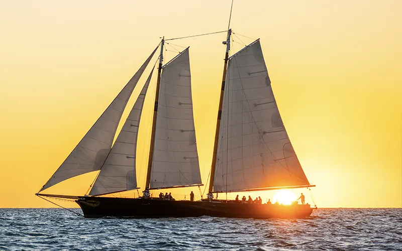 ChristmasSunset Schooner America 2.0 sailing in Key West at Sunset
