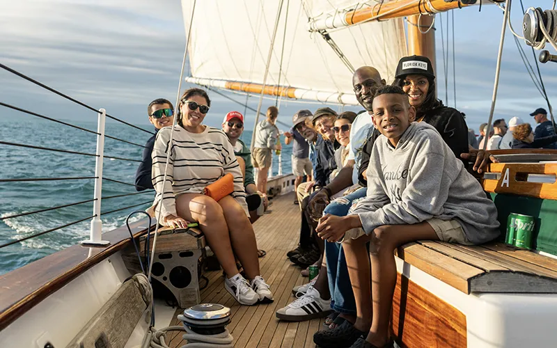 Sunset3 Customers sailing aboard the Schooner America 2.0